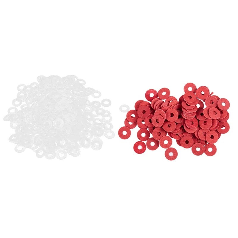 

100Pcs 3 X 10 X 0.8Mm Fiber Motherboard Insulating Washers Red With 200 Pcs M3 X 6Mm X 0.5Mm Plastic Round Flat Washer Seal Ring
