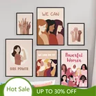 Power ful Женская Девушка сила цитаты настенное искусство абстрактная картина на холсте скандинавские плакаты и принты настенные картины для декора гостиной