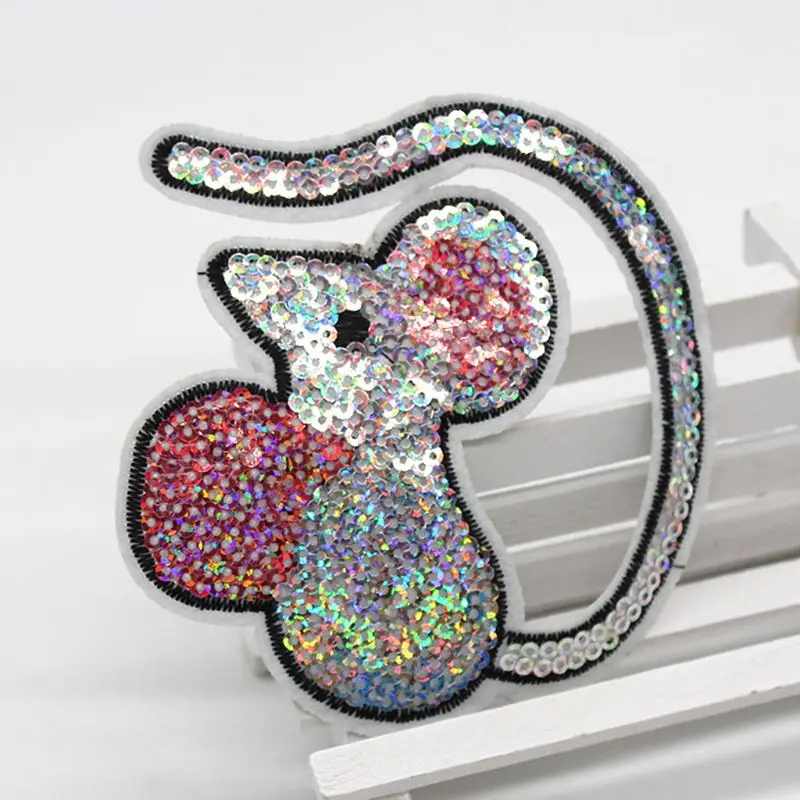 Набор из 6 патчей с милой мышкой и блестками винтажная вышитая аппликация на