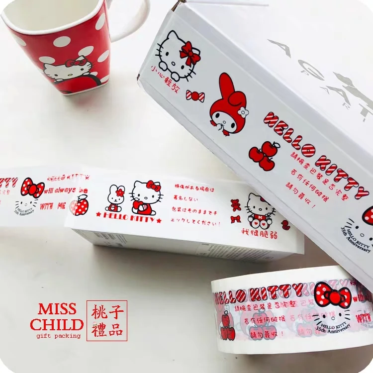 1 шт. HelloKitty my melody мультфильм Kawaii упаковочная лента большой рулон 100 метров белая Нижняя Милая мультяшная анимационная лента ОПП