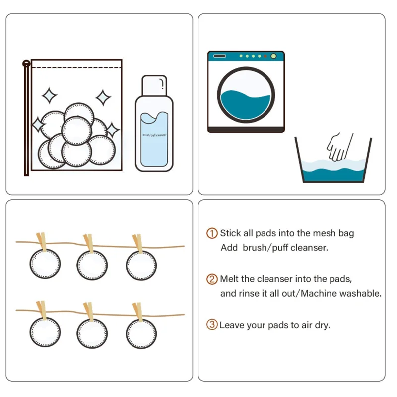 6/8 шт. многоразовые ватные прокладки для снятия макияжа|Средство макияжа| |
