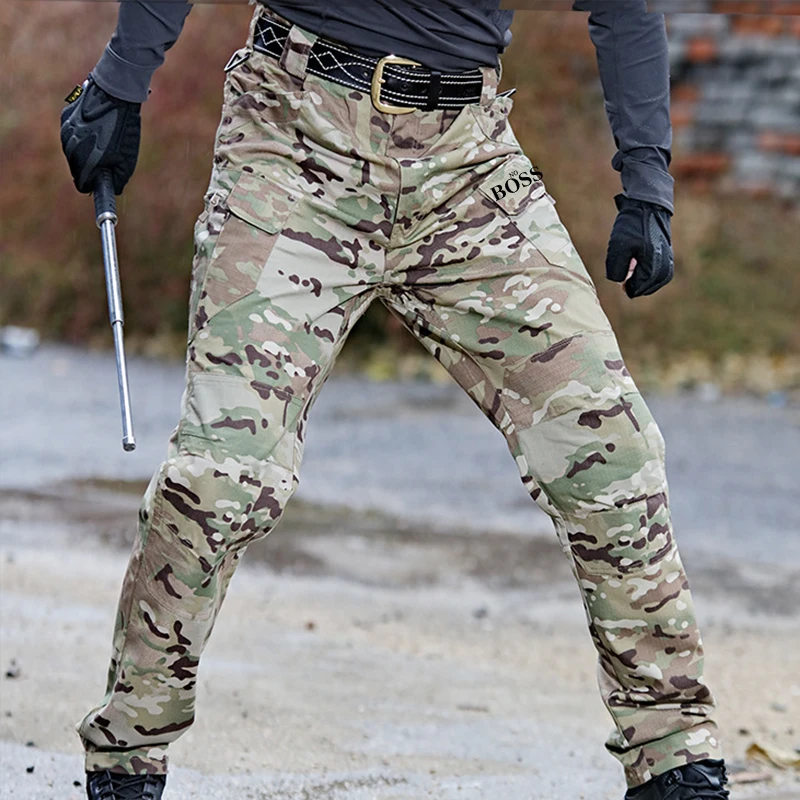 

Waterproof Cargo Pants Multiple Pocket Pants Men Cargo Tactical Pants Mens Spring Autumn Trousers Elastic Military Pants New