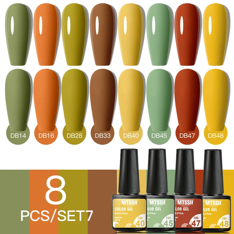 

Mtssii 6/8Pcs Gel Nail Polish Set Autumn Winter Nude Color Gel Semi Permanent Hybrid Varnish Base Top Gel Soak Off UV Nail Art