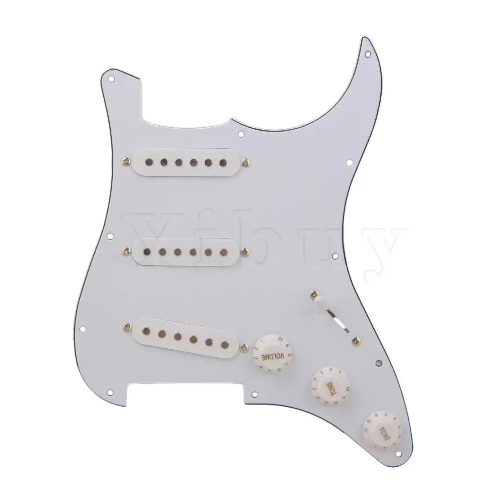 Yibuy белый 3Ply SSS нагруженный Pickguard Набор накладок для электрогитары|Детали и