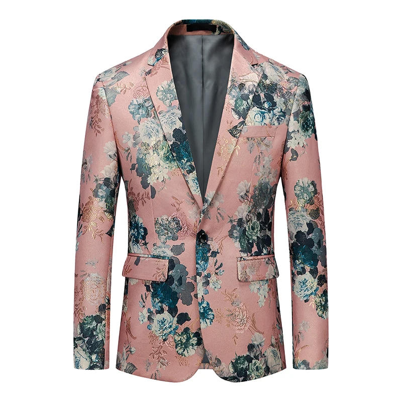 

M-6XL Plus Size Men's Floral Tuxedo Dinner Jacket Regular Fit Shawl Lapel Prom Party Suit Jackets Streetwear Formal Clothing 5XL