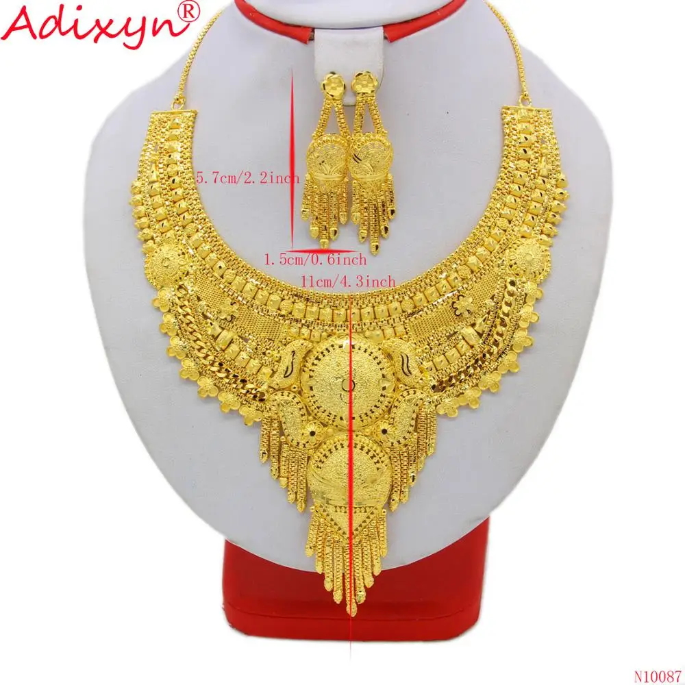 Adixyn золото/латунь индийская мода ожерелье/серьги набор украшений для
