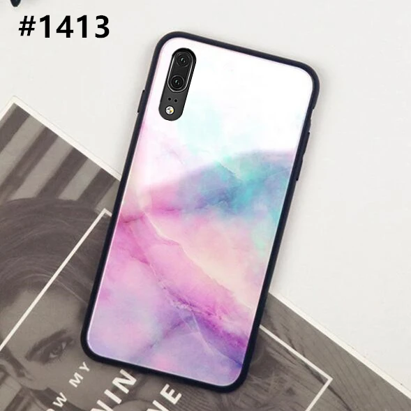 1413 Для samsung Galaxy A10 A20 A30 A50 A60 A70 A80 A90 чехол Мрамор Стекло жесткая накладка на заднюю панель для samsung A50 A70 A30 цветной чехол для телефона - Цвет: 1413