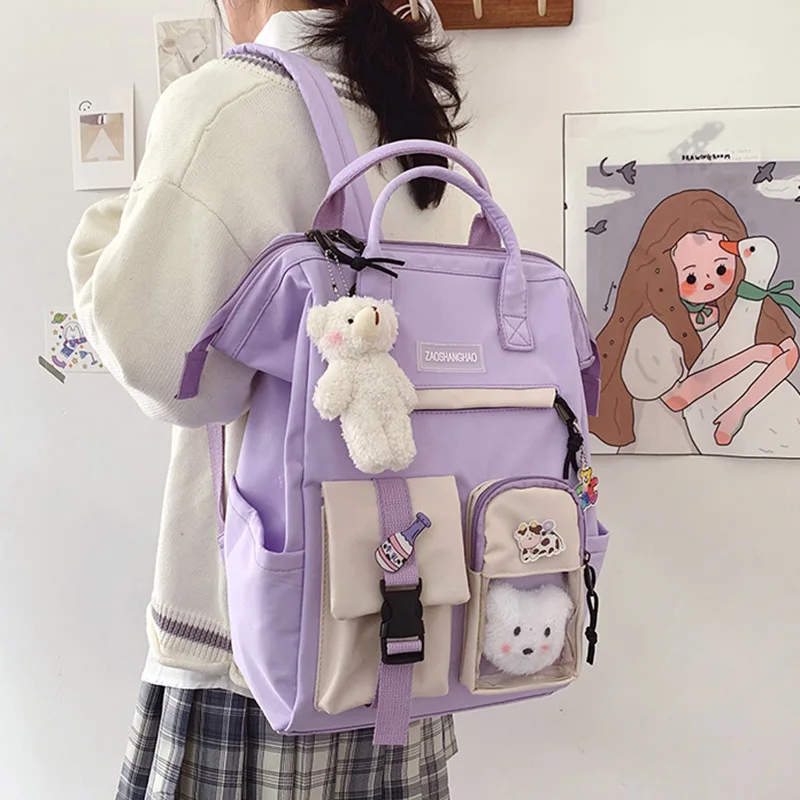 

2021 Fashion School Bags For Teenage Girls Waterproof Backpack Kawaii Women