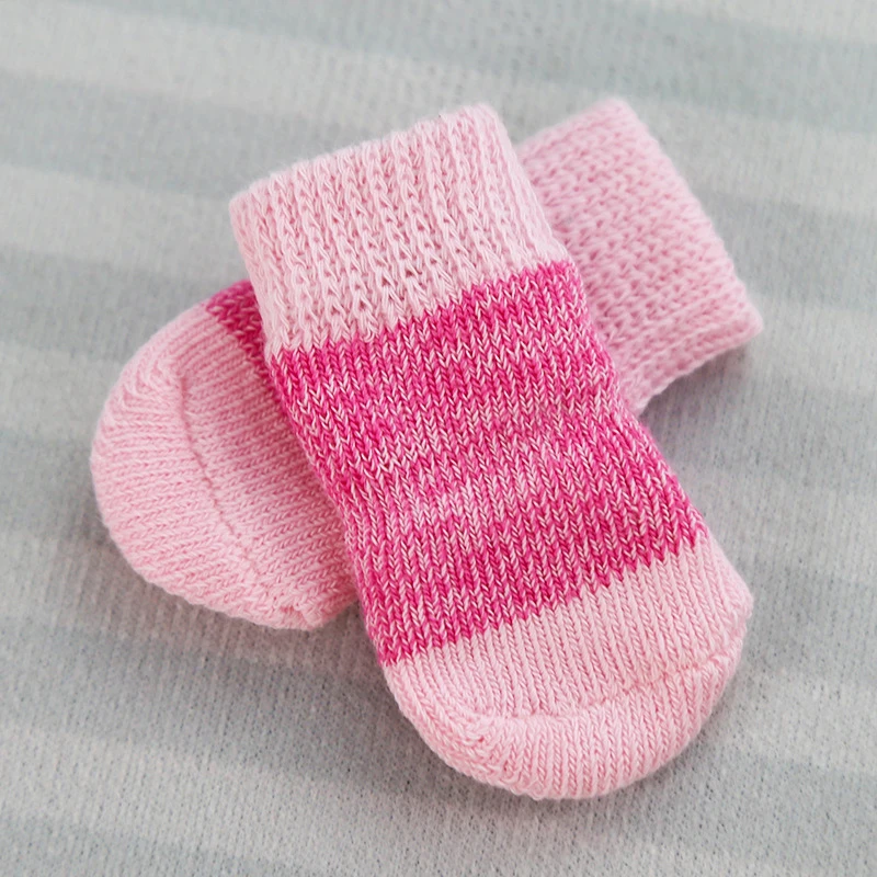 

4pcs Lovely New Puppy Dog Knit Socks Small Dogs Anti-Slip Cat Shoes For Autumn Winter Indoor Wear Slip On Paw Protector