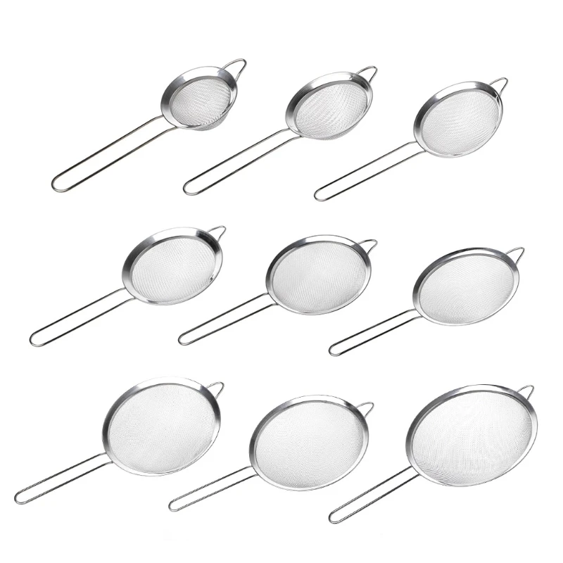 

Kitchen Stainless Steel Flour Tea Strainer Mesh Colander Sieve Filter Sifter