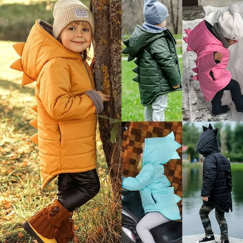 Toddler Kids Baby Girl Boy 1T-7T Hoodies Outwear Coat 3D Dinosaur Winter Warm Jacket | Детская одежда и обувь