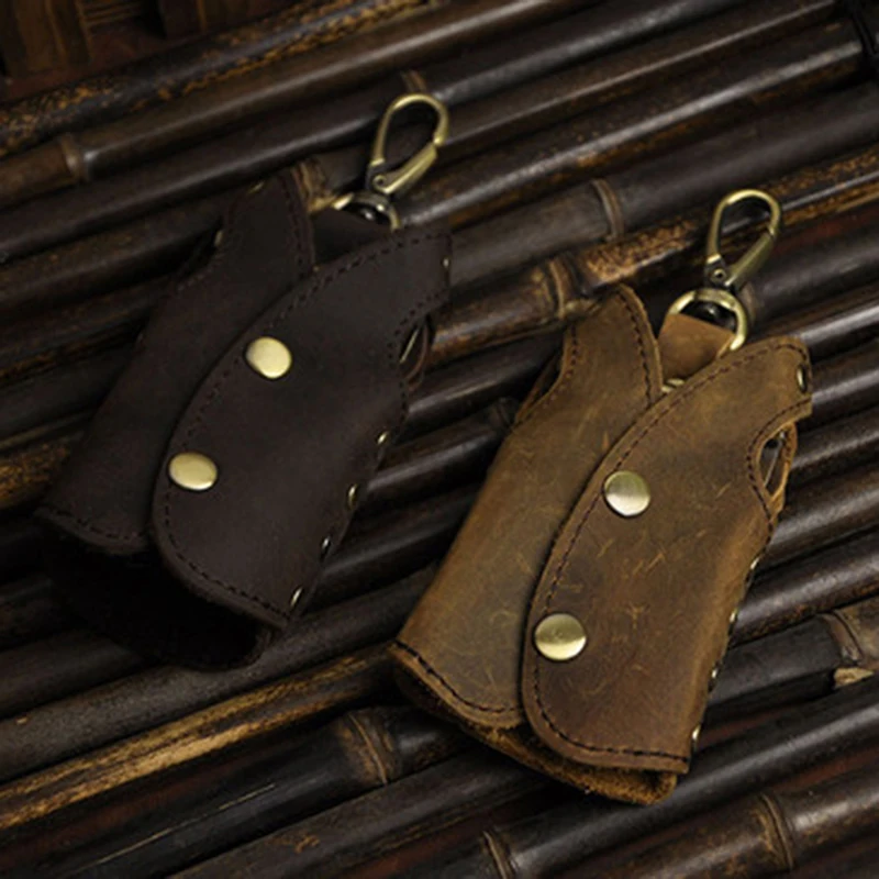 

Classic Men Quality Fashion Car Remote Case Key Ring Case Original First Layer Cowhide Holder Chain Designer Key Package Bag