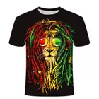 Новинка лета 2021 Повседневная модная мужская и женская футболка в стиле хип-хоп с короткими рукавами и 3d-изображением льва в стиле Харадзюку