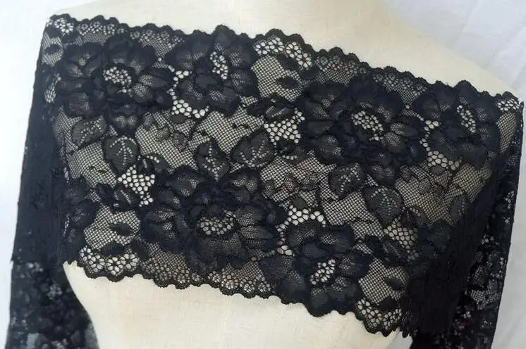 Эластичная кружевная ткань 1 метр 18 см эластичная отделка черный цвет сделай сам