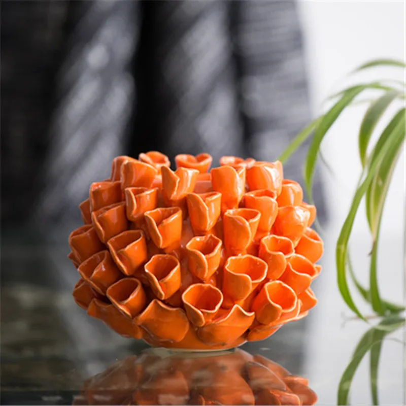 

Nordic Style Abstraction Stereoscopic Colorful Flowers Modelling Ceramics Candleholder Creative Living Room Desktop Decor X5776