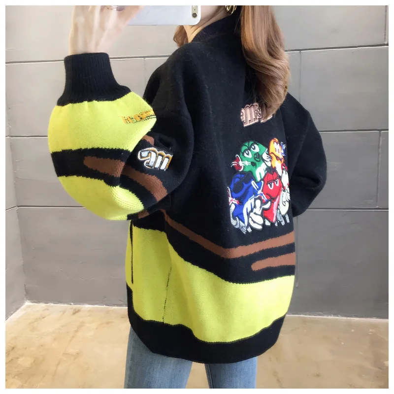 

Embroidery Harajuku Patch Plus Size Coat 2019 Winter Warm Women's Jackets Hip Hop Autumn Long Sleeve Female Jacket Outwear