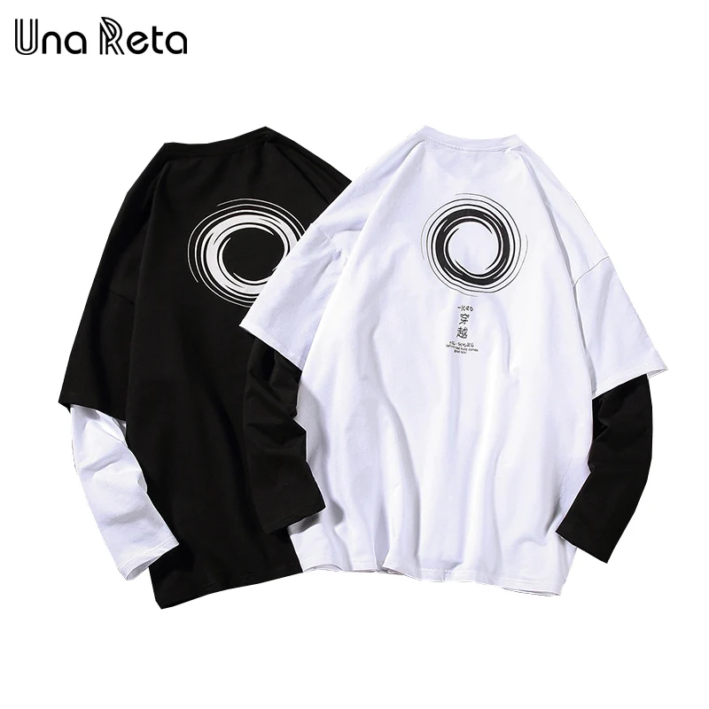 Футболка Una Reta мужская с принтом в стиле хип-хоп Топ длинным рукавом имитация двух