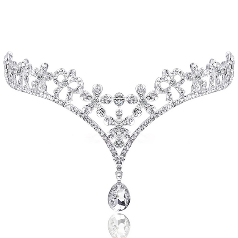 Тиары для невесты с серебряными стразами украшения волос короткими передними