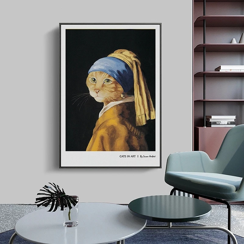 

New Cap-Cat Wall Art Canvas Prints Posters Literature Art Wall Art Pictures for Living Room Morden Art Home Decor Hand Painted