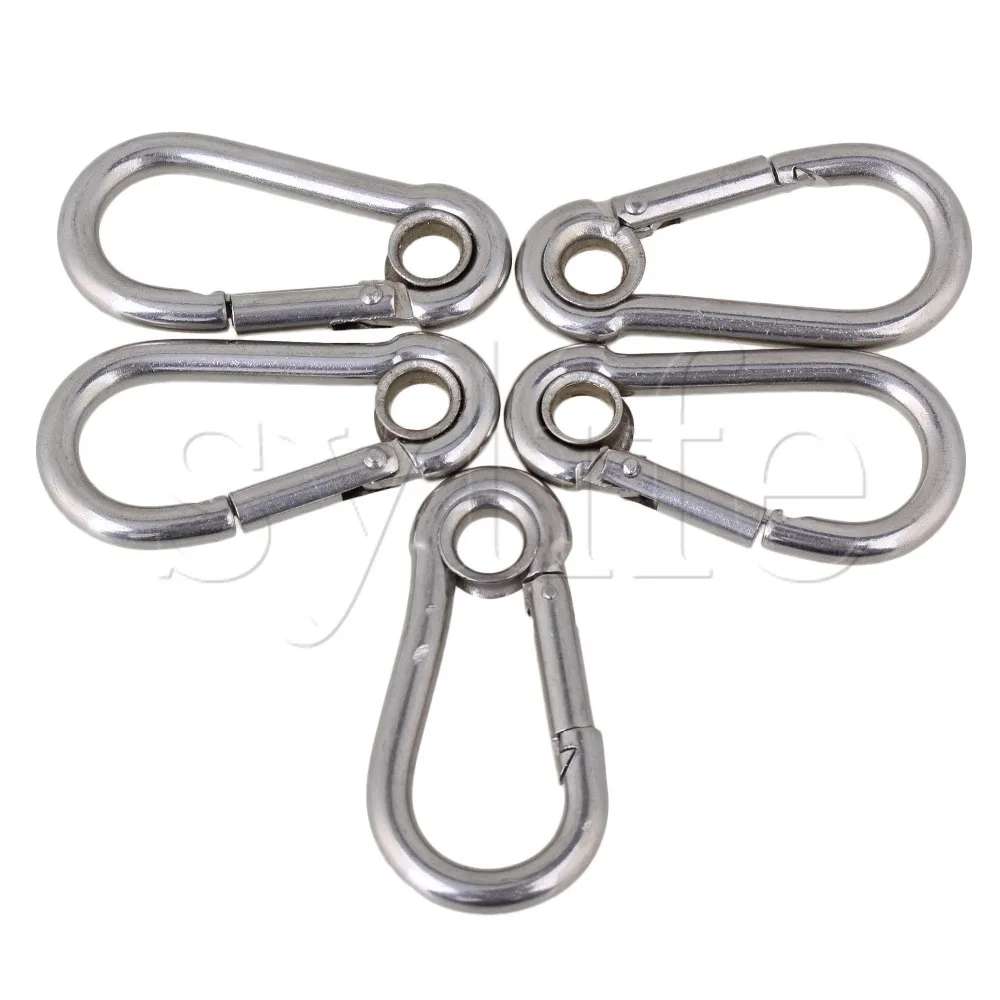 

5x High Load Bearing 50mm Carabiner Eyelet M5 304 Stainless Steel Secure Lock