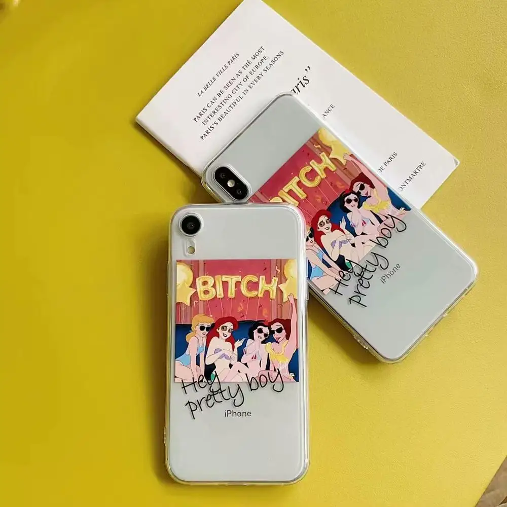 Милый прозрачный чехол для телефона из ТПУ с узором девочек iPhone X XS Max XR 7 8 6 6s Plus