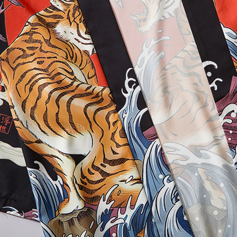Японское кимоно куртка с принтом тигра Харадзюку 2021 мужская уличная в стиле