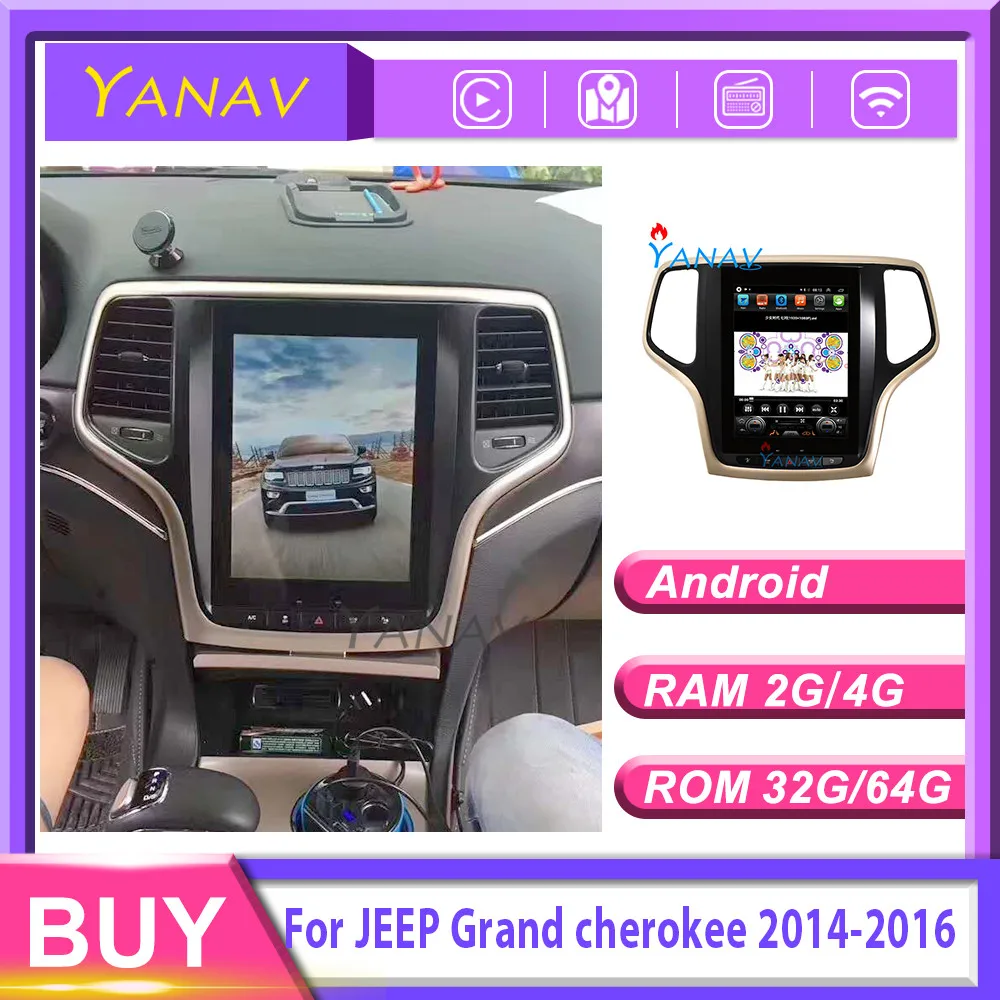 

Автомобильный мультимедийный плеер стерео для-Jeep Grand Cherokee 2014-2016 автомобильный gps-навигатор автомобильный радиоплеер сенсорный экран вертик...