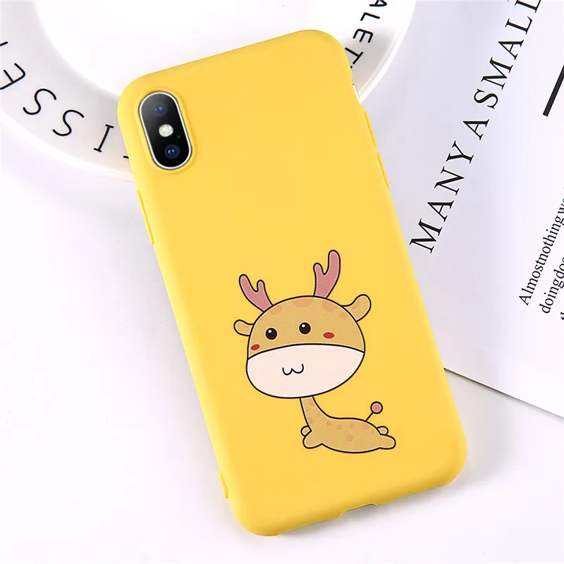KJOEW мультфильм Жираф чехол для телефона для Apple iphone X XS Max XR 6S 6 7 8 Plus милый Lazzy Кот средний палец крышка Мягкий ТПУ чехол s - Цвет: T7