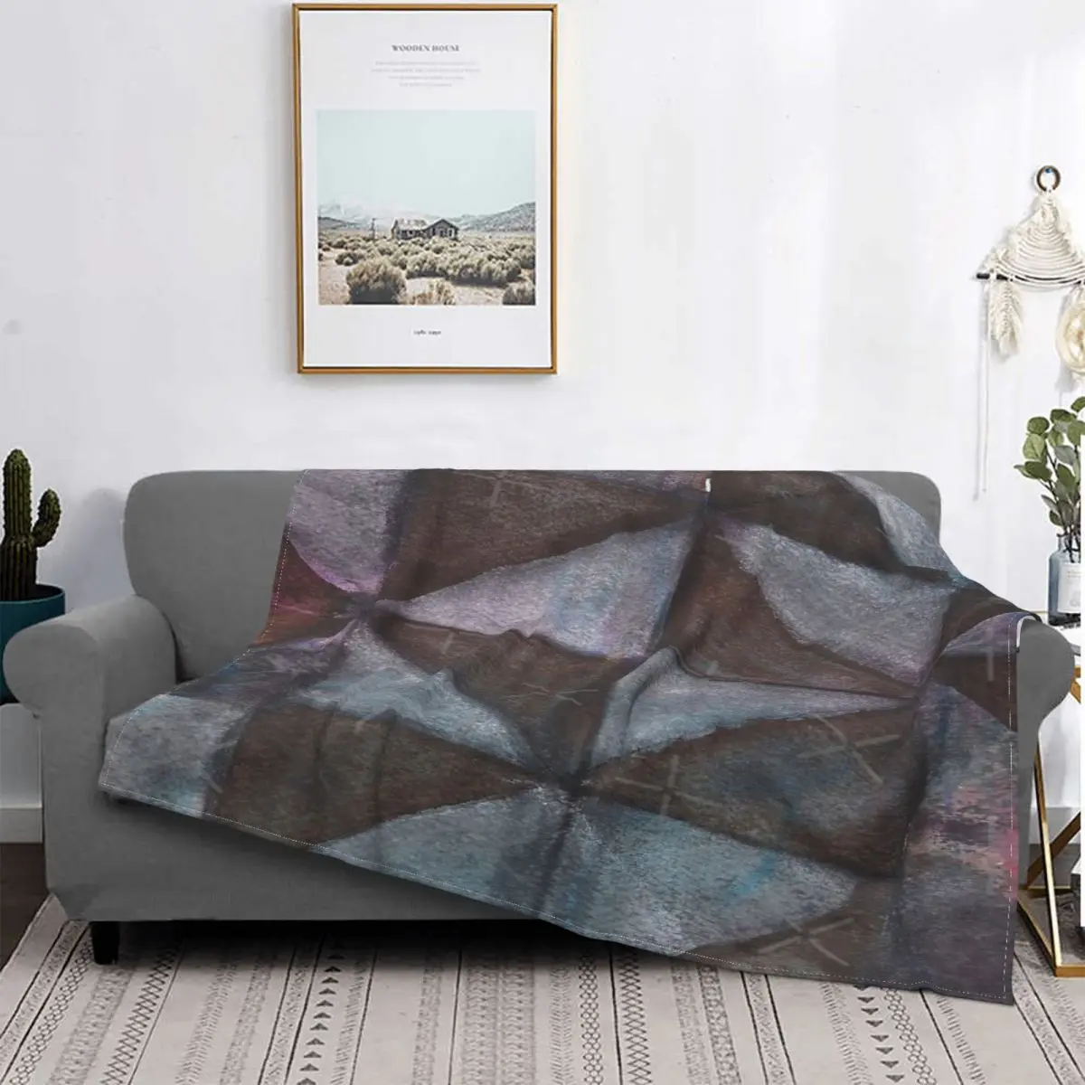 

Manta geométrica a cuadros para cama, coberde playa, coberde Winter