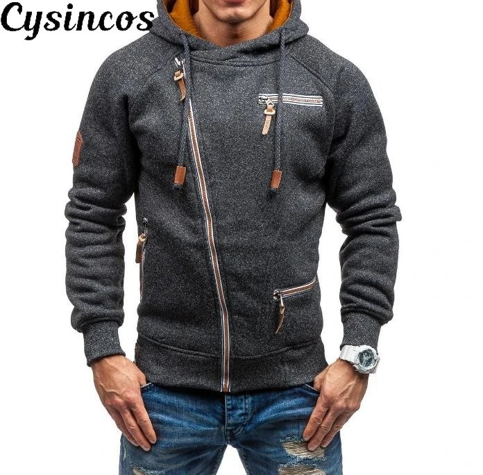 CYSINCOS, новинка, модная мужская толстовка, хип-хоп, на молнии, осенняя, однотонная, трикотажная, уличная, мужская, зимняя, на шнурке, повседневная, тонкая, толстовки