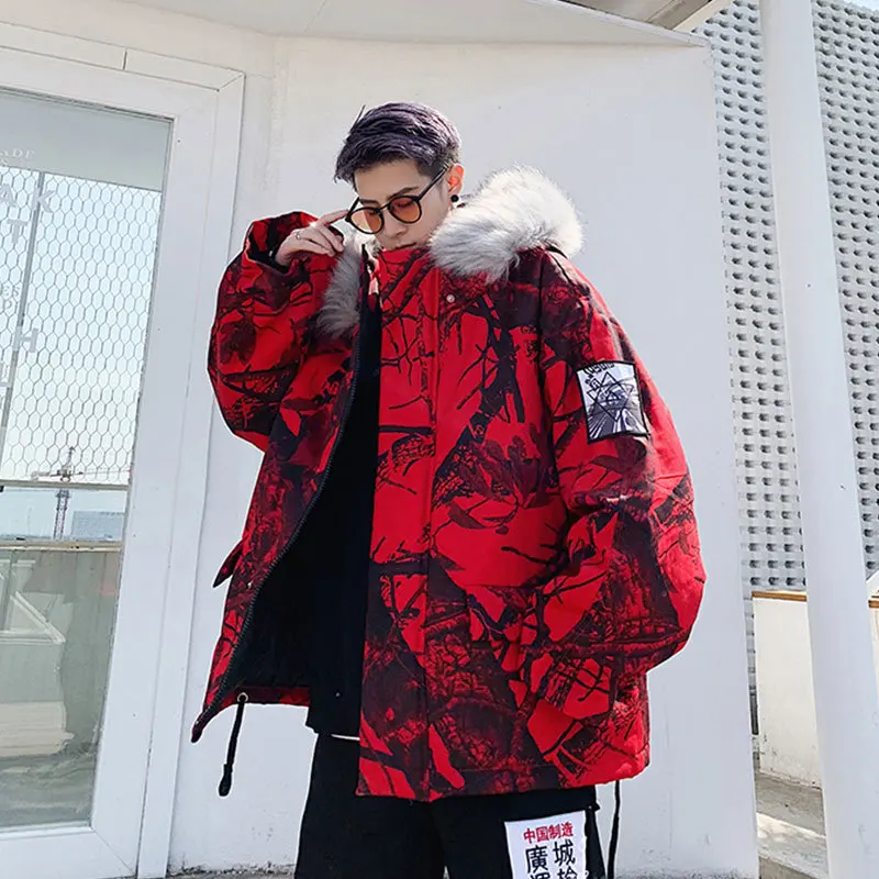 Liketkit Для мужчин зимняя куртка с капюшоном пальто 2019 мужской личности камуфляжной