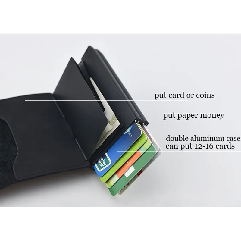 SEEKRID Винтаж двойные металлические держателя карты с функцией блокировки RFID