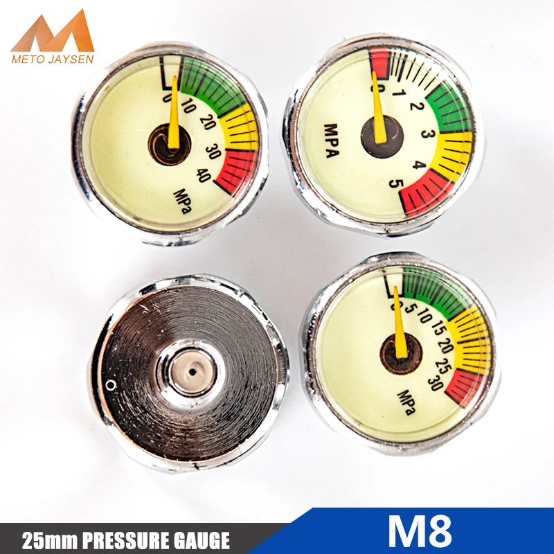 

High Pressure Gauge 25mm M8x1 1 Inch Air Mini Manometre PCP Paintball Pump Scuba Diving Valve Gauge 5mpa 30mpa 40mpa