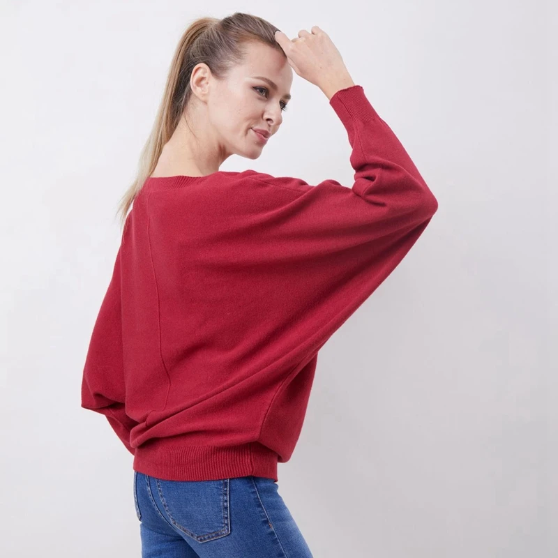 BYGOUBY Oversized Loose Women Sweater Off Shoulder Baggy Pullover Sweaters Batwing Sleeve Solft Knit Female Jumper Pull Femme | Женская
