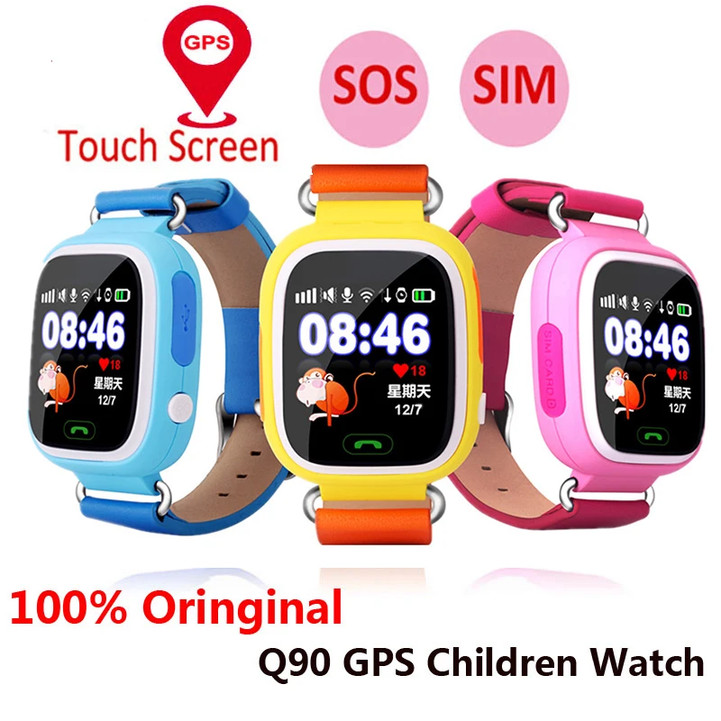Смарт часы Q90 Детские с Gps Wi Fi сенсорным экраном кнопкой SOS определителем
