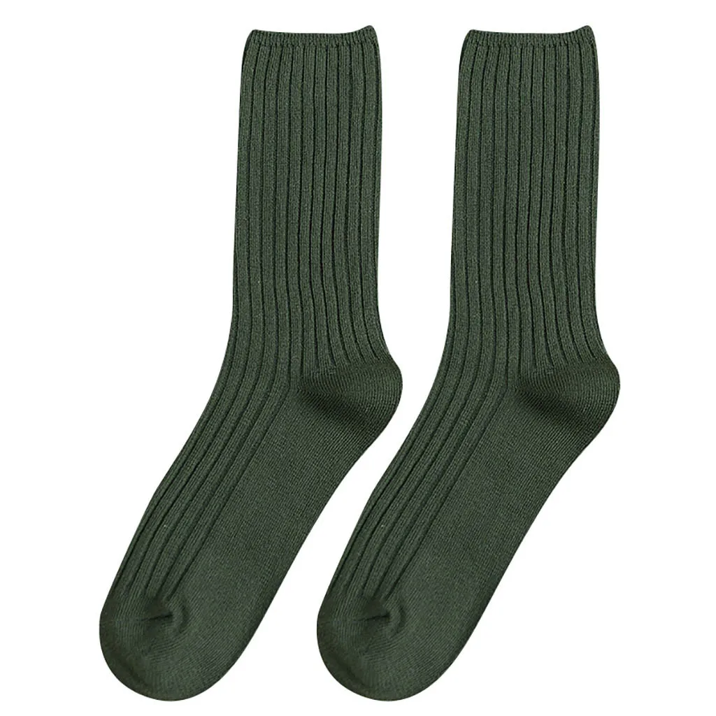 Green Женские однотонные Осенние повседневные хлопковые теплые носки skarpetki damskie зима calcetines mujer harajuku забавные meias sokken skarpety - Цвет: Green