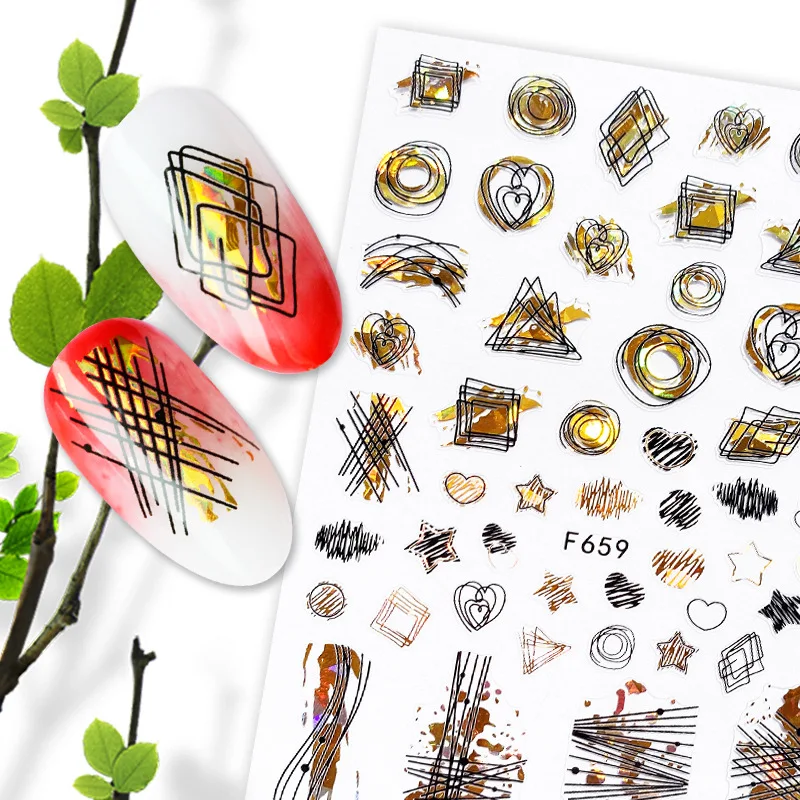 

1sheets Mixed Design ADhesive Decals Nail Art Decorations Designer Stickers Acrylic Nail Accessories Beauty Tool