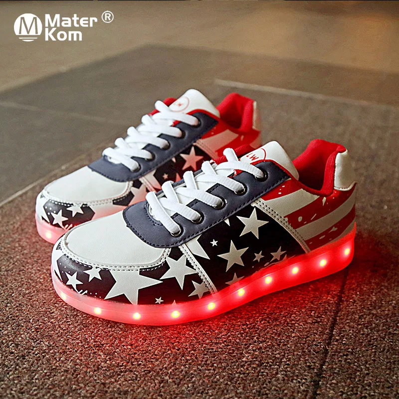 Size 30-44 Kids Luminous Sneakers for Girls Boys Women Shoes with Light LED Shoes with Luminous Sole Glowing Sneakers LED Shoes