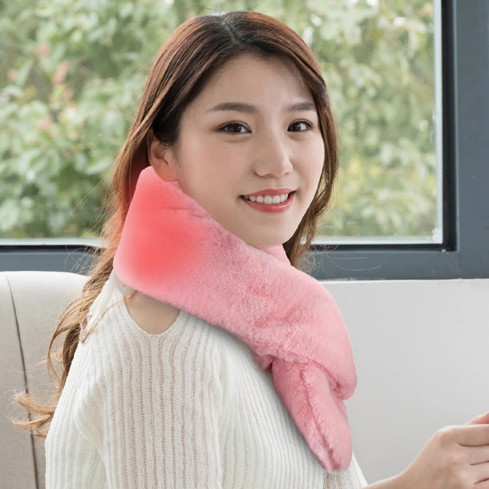 

Winter USB Heating Scarf Neck Warmer Massager Washable 3-Gear Adjustable Smart Heating Solid Color Vibration Massage Scarf