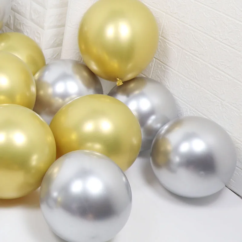 

50pcs 100pcs 10/12inch New Chrome Metallic Latex Balloons Metallic Gold Silver Rose Gold Balloon Birthday Party Wedding Decor