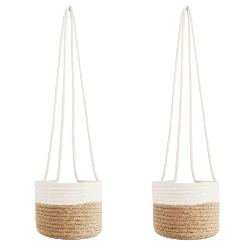 

Hanging Planter Baskets 8X6inch Cotton Rope Woven Macrame Indoor Plant Hangers Flower Plant Pots Pack Of 2