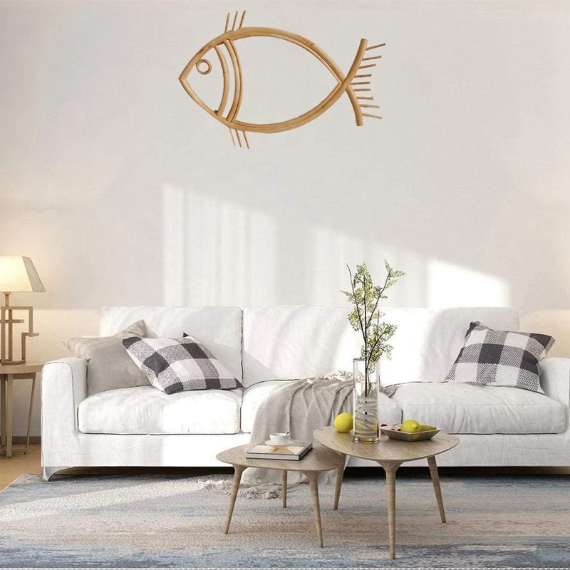 Рама из ротанга зеркальный декор в форме рыбы настенные рамки декоративная рамка