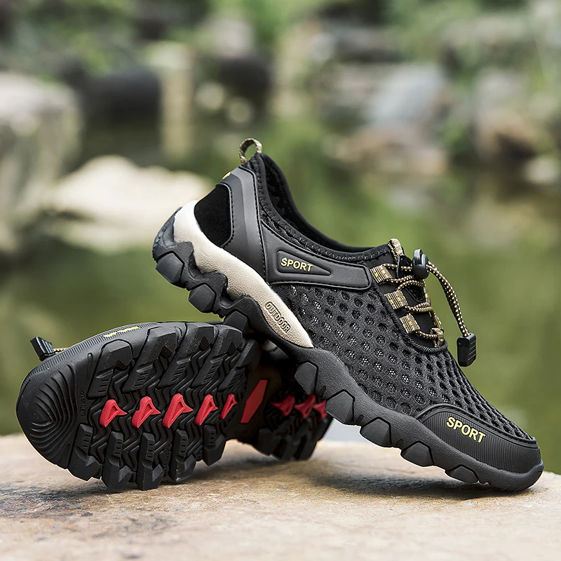 Сандалии мужские из быстросохнущей кожи легкие износостойкие Нескользящие для