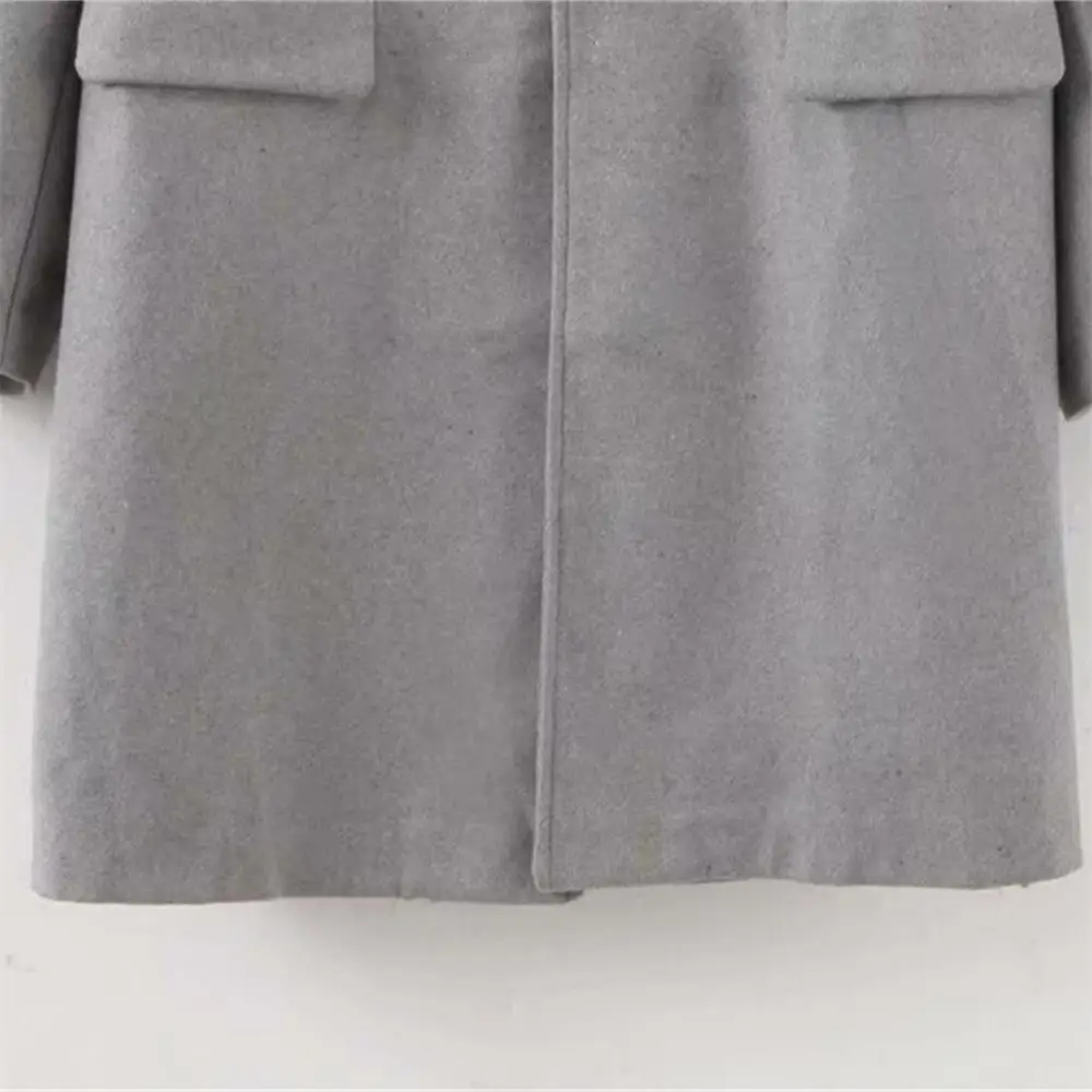 

Autumn 2019 women's new Lapel long sleeve pocket with back hem split neutral overcoat 01255233802