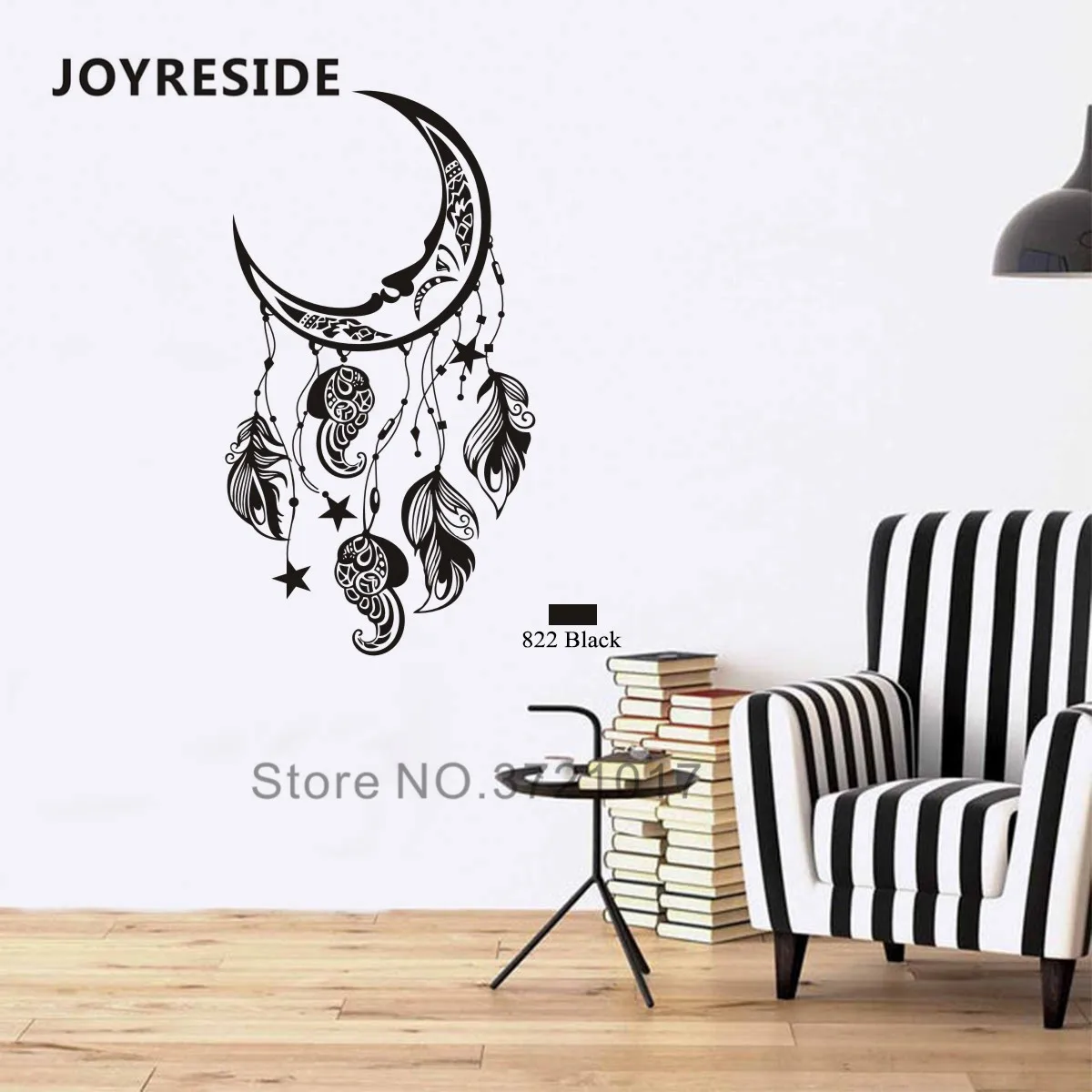 JOYRESIDE, лунные перья, наклейка на стену, Ловец снов, наклейка на стену, виниловый Декор для дома, для детей, для спальни, декор для интерьера, A1058