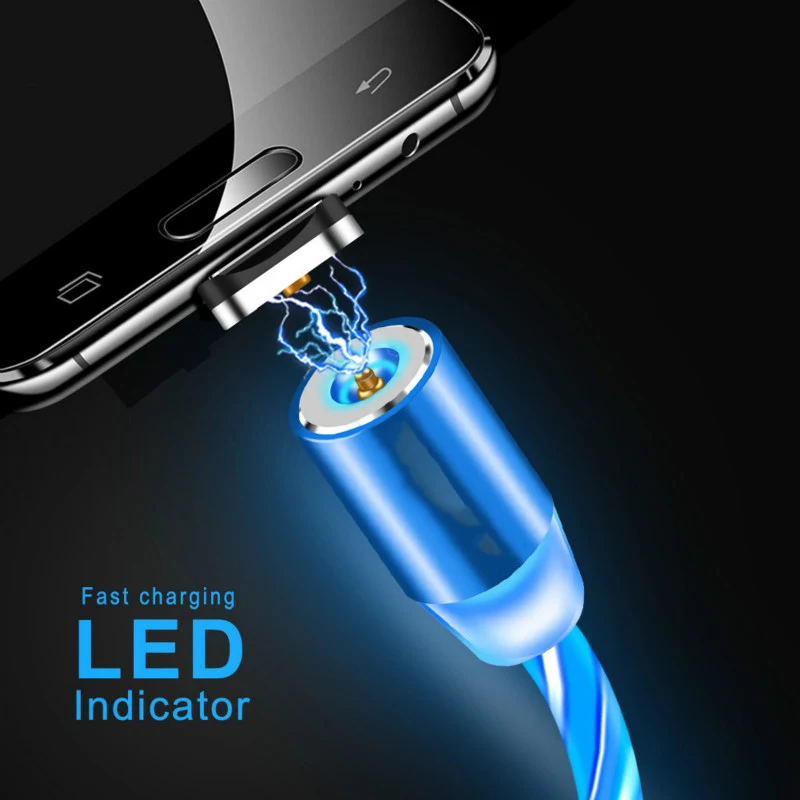 Магнитный кабель USB Type-C со светодиодной подсветкой для зарядки iPhone Huawei Samsung |