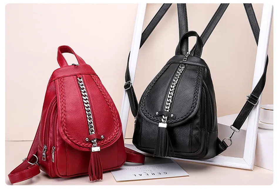 Женские кожаные рюкзаки ткацкий металлический рюкзачок с цепочками sac dos дорожные рюкзаки mochila masculina школьные рюкзаки для подростков