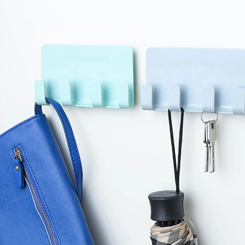 

Newly Multifunctional Shelf With 4 Hooks Hole-Free And No Trace Storage Rack Household VA88