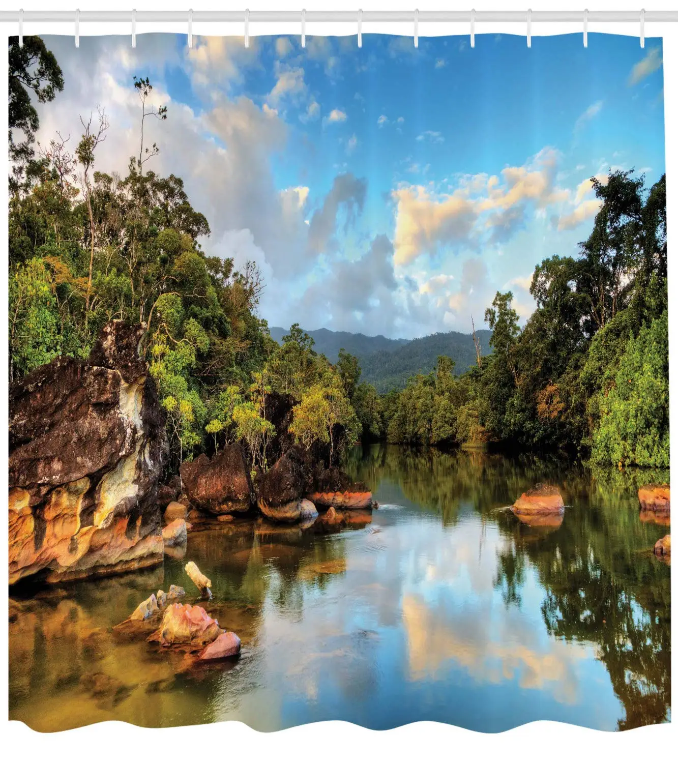 Азиатские занавески для душа вид тропических джунглей на пляже национального