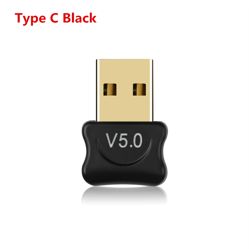 Type C Black Kebidumei Bluetooth USB ключ беспроводной адаптер 5,0 Bluetooth ключ Музыкальный звуковой приемник адаптер передатчик для компьютера ПК - Цвет: Type C Black